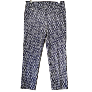 Lisette Montreal Women's Blue & White Mosaik Design Stretch Pants in  Size Large